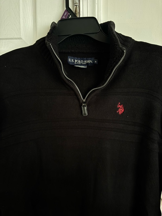 U.S. Polo Assn. Other - US Polo Assn Men's Medium Black 1/4 Zip Pullover Sweater Cotton Mock Neck Logo